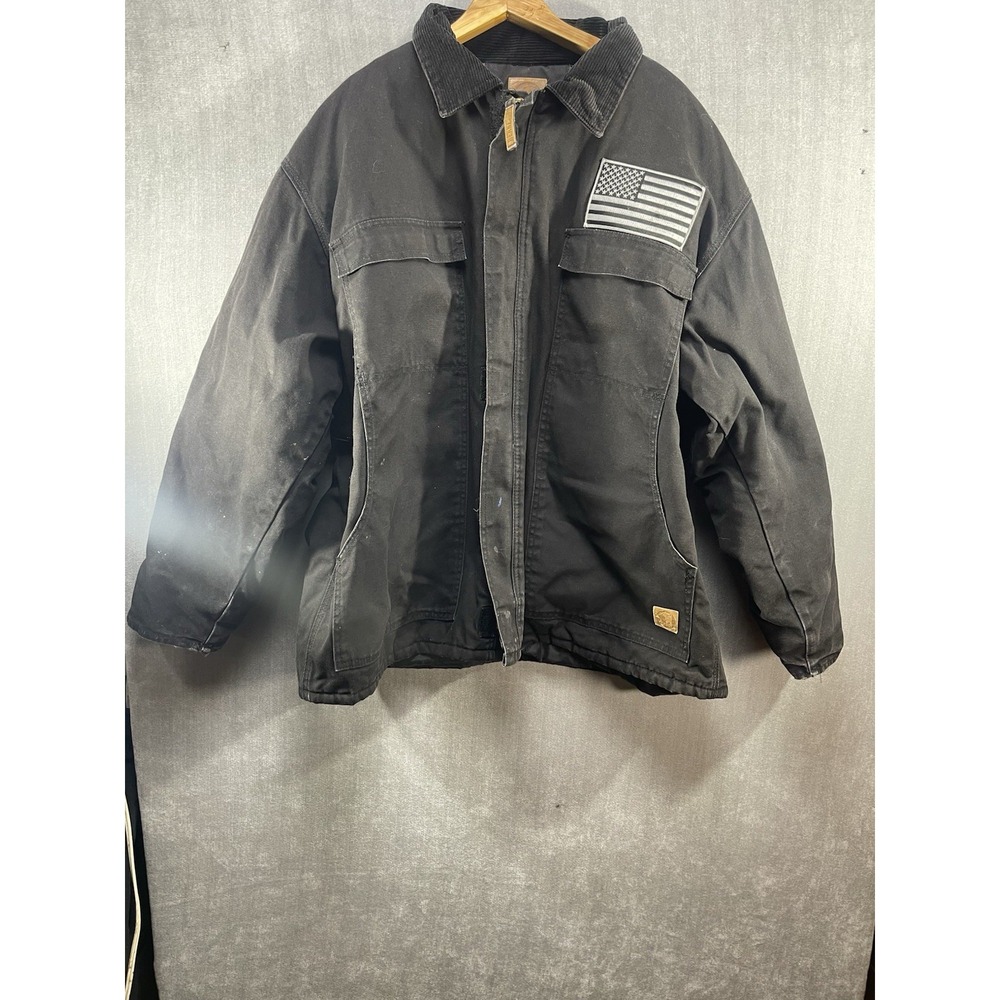 Berne Detroit Jacket Canvas Full Zip Black Workwear Size 2X.